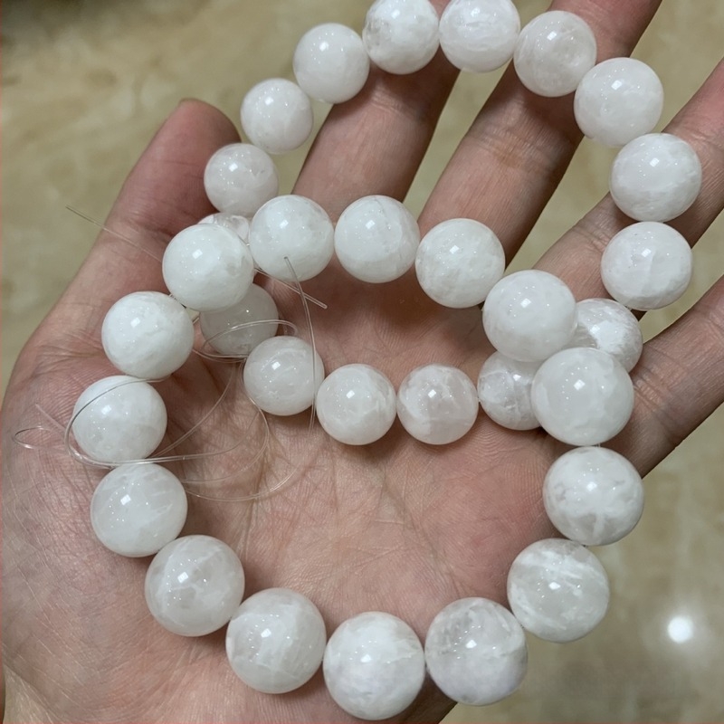 Brățară cu mărgele Snowflake Ghost Crystal – Naturală, Unisex (Material: Snowflake Ghost; Finisaj: Lustruit; Mărgele: 17)