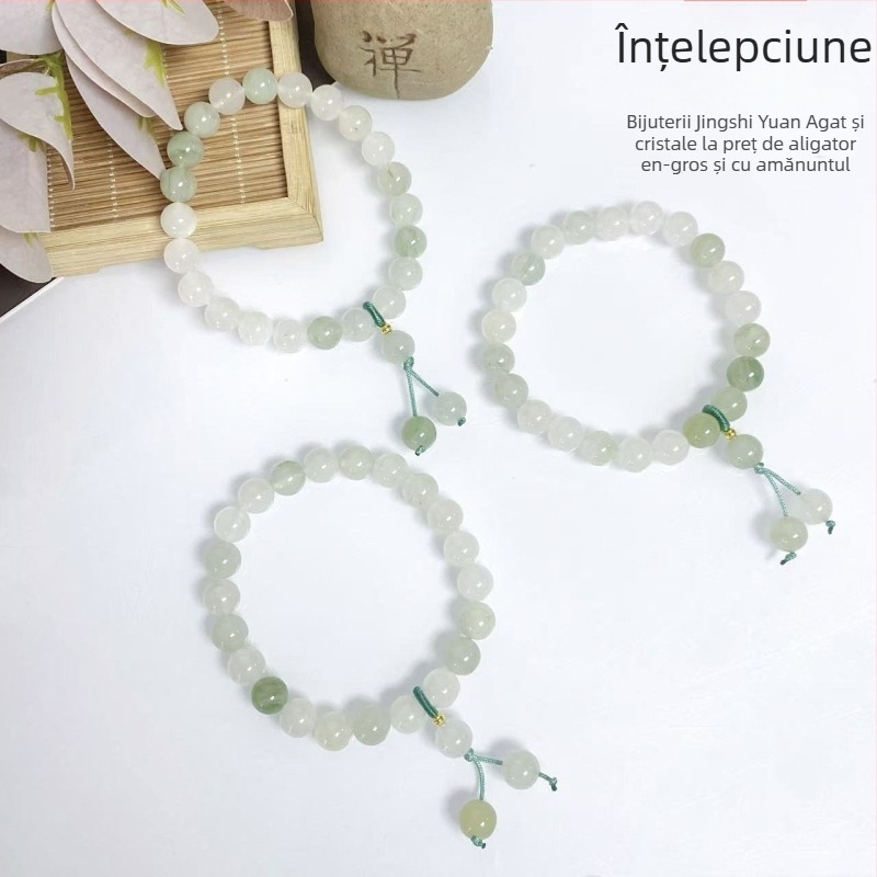 Brățară | Tianshan Cui, mărgele circulare, Stil oriental pastoral, Unisex, Personalizare DIY | (Material: Tianshan Cui; Formă: Mărgele circulare; Stil: Oriental pastoral; Procesare: Șlefuire și lustruire; Număr bucăți: 25)