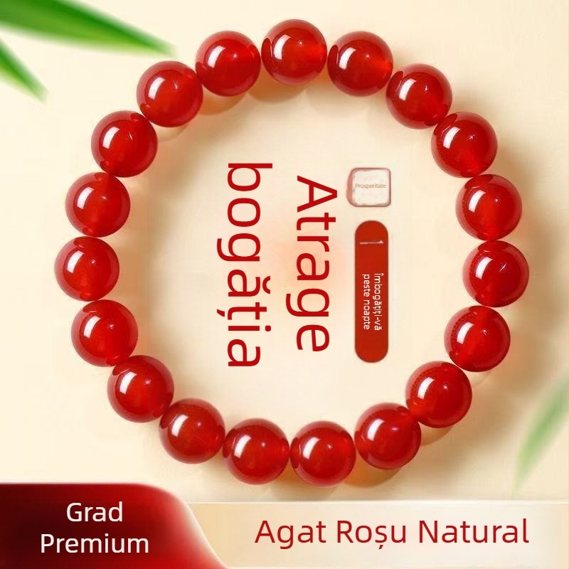 Brățară din agat roșu, design elegant și minimalist, mărgele de 10 mm, accesoriu unisex de modă