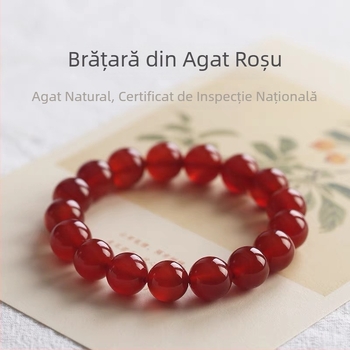 Brățară din agat roșu natural, pentru bărbați și femei, 10 mm mărgele, lucrată manual, bijuterie Zodia Dragonului
