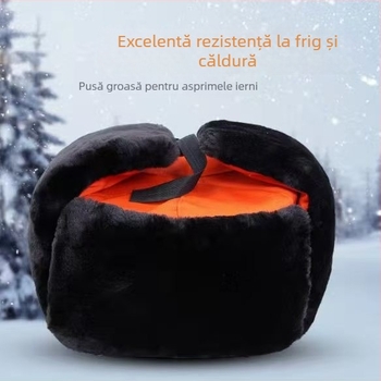 Șapcă Lei Feng pentru muncă în aer liber, iarnă – căptușită cu fleece, grosime, protecție pentru urechi (unisex, twill din bumbac)