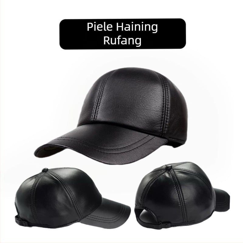 Pălărie plată unisex din piele de capră, bor arc, vârf plat, model monocrom, cusătură simplă; potrivită pentru iarnă, primăvară și toamnă