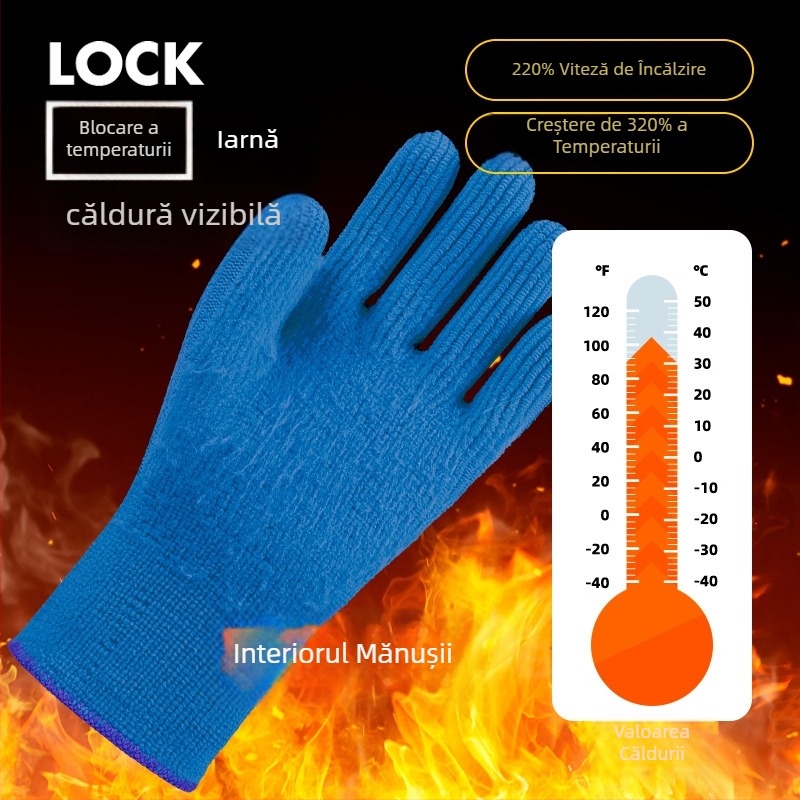 Mănuși de lucru pentru capturarea crabilor și peștilor – latex natural acoperit, căptușeală fleece, impermeabile, calde, rezistente la abraziune