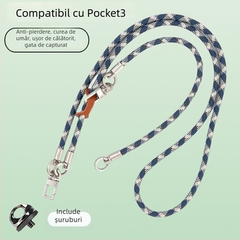 Lanieră pentru telefon compatibilă cu DJI Pocket 3 – anti-pierdere, anti-cădere, poliester țesut, cataramă metalică