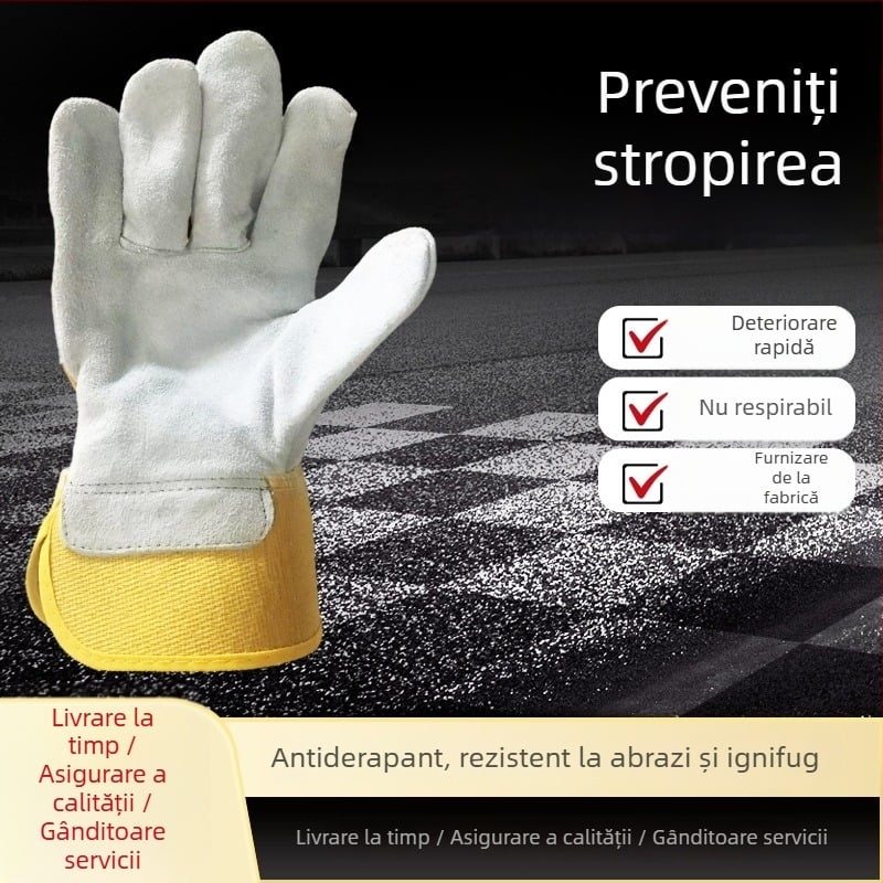 Mănuși de protecție pentru sudură, din piele de vită, cu palmă întreagă, piele nubuk, întărite, antiderapante, rezistente la temperaturi înalte, pentru construcții electrice