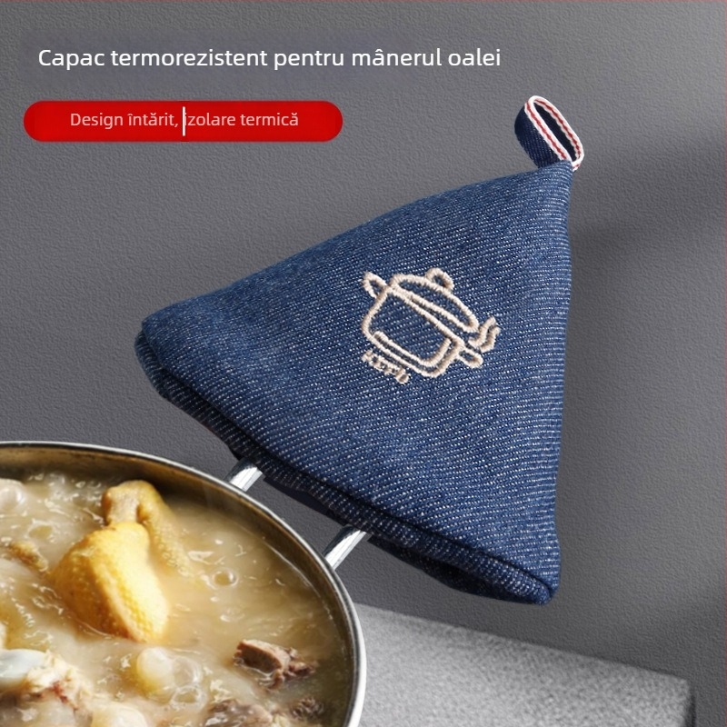 Set de accesorii termice pentru bucătărie: mănuși anti-arzire, protecție antiaderentă pentru mânerul oalei, capac de oală, protecție pentru mâner, clips izolant termic pentru cuptor și microunde