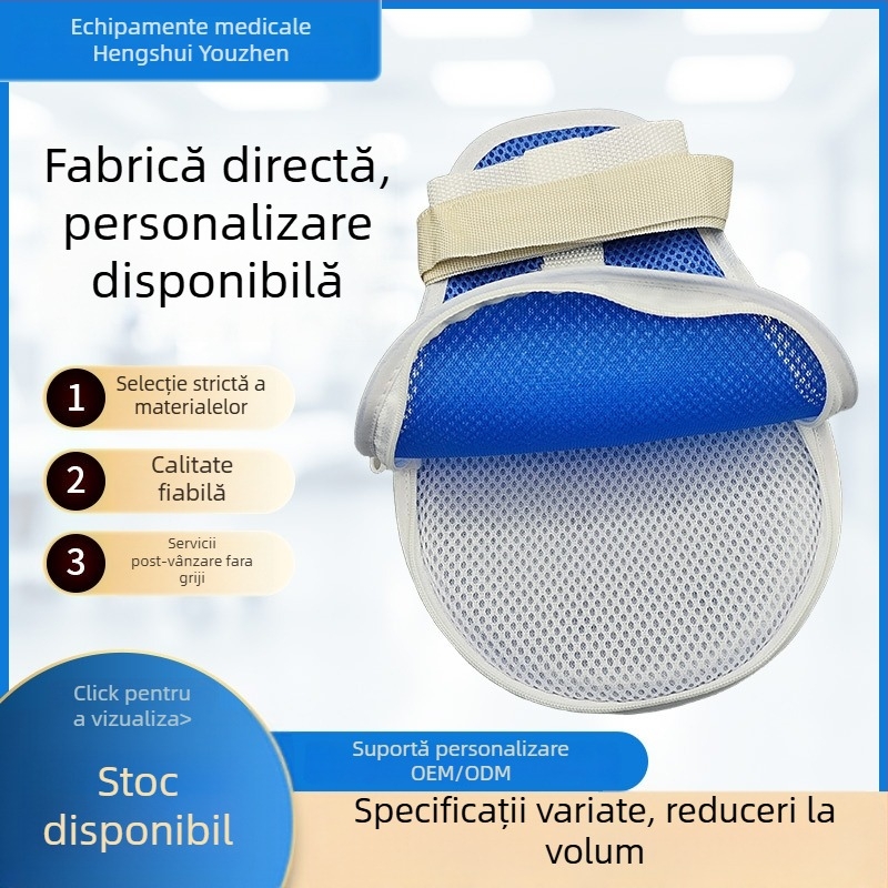 Mănuși de restricție respirabile cu fermoar pentru pacienți și vârstnici — anti-zgâriere, anti-smulgere, plăcuță de protecție încorporată, curele fixe, Material: fibră de poliester