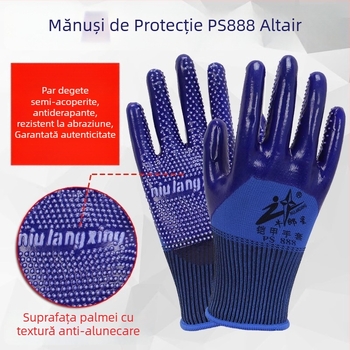 Mănuși de protecție Cow Star PS888, palmă cu puncte din cauciuc, rezistente la uzură; Marcă: Cow Star; Greutate: 60