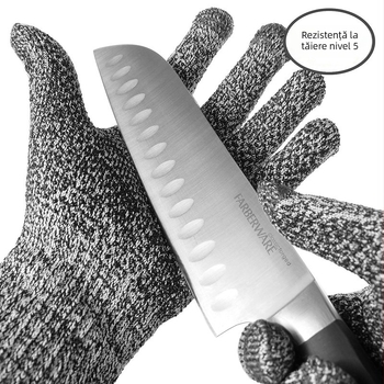 Mănuși de protecție anti-cutit nivel 5, rezistență la înțepare, pe bază HPPE, cu strat anti-alunecare, pentru grădinărit, măcelărie și manipularea peștilor