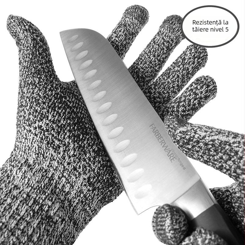 Mănuși de protecție anti-cutit nivel 5, rezistență la înțepare, pe bază HPPE, cu strat anti-alunecare, pentru grădinărit, măcelărie și manipularea peștilor