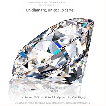 Moissanite piatră rotundă liberă, 1 ct, culoare D, tăiere opt inimi opt săgeți