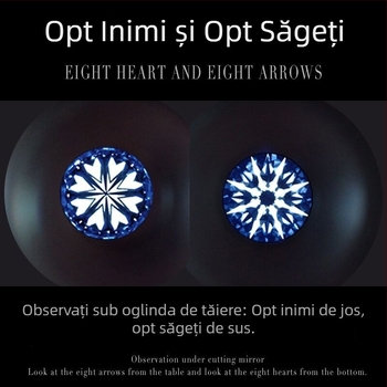 Moissanite piatră rotundă liberă, 1 ct, culoare D, tăiere opt inimi opt săgeți