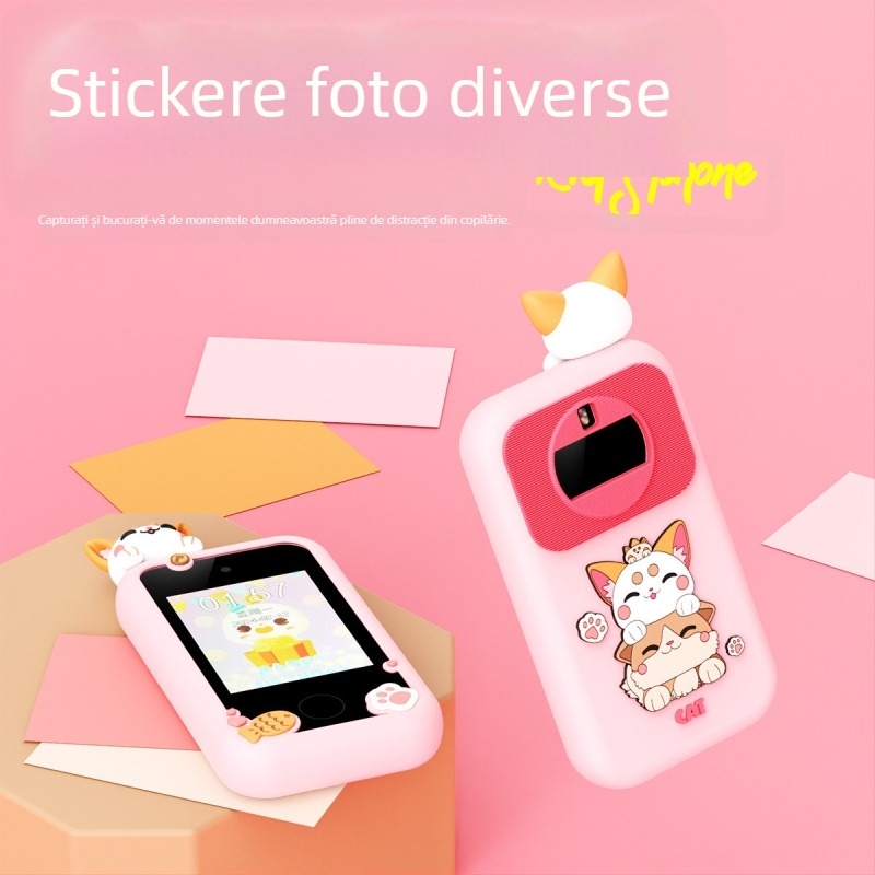 Cameră digitală pentru copii, ecran LCD de 2,8 inch, senzor 20 MP, stocare TF, înregistrare video, carcasă ABS + gel de silicon