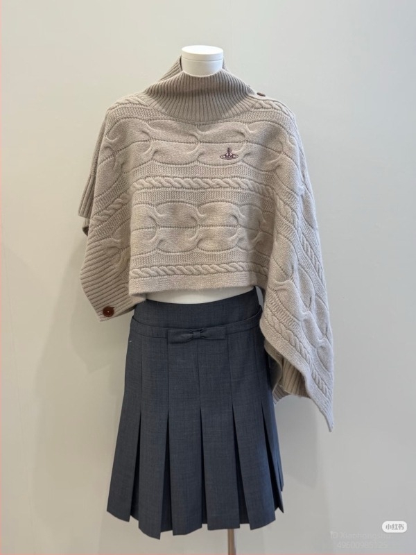 Șal-jachetă tricotată pentru femei - formă Saturn neregulată, guler înalt, tricot împletit, croială lejeră, pentru toamnă