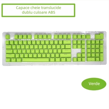 Set capace ABS pentru 104 taste, pentru tastatură mecanică, injecție bicoloră, caractere transparente, compatibilitate universală