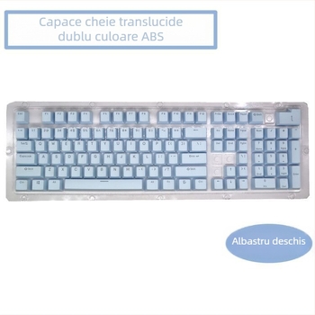 Set capace ABS pentru 104 taste, pentru tastatură mecanică, injecție bicoloră, caractere transparente, compatibilitate universală