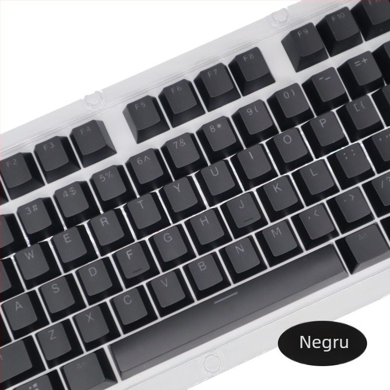 Set capace ABS pentru 104 taste, pentru tastatură mecanică, injecție bicoloră, caractere transparente, compatibilitate universală