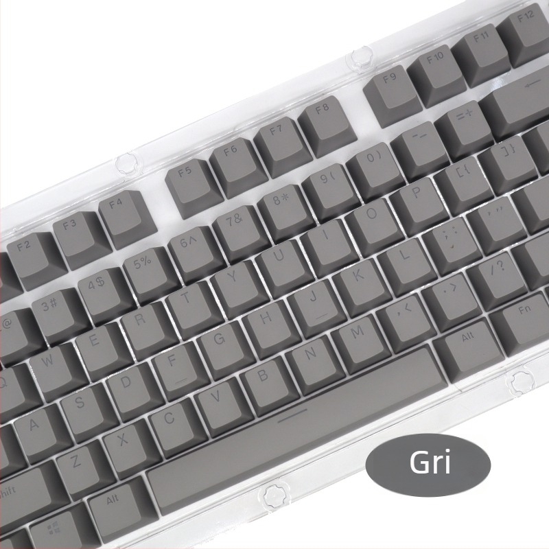 Set capace ABS pentru 104 taste, pentru tastatură mecanică, injecție bicoloră, caractere transparente, compatibilitate universală