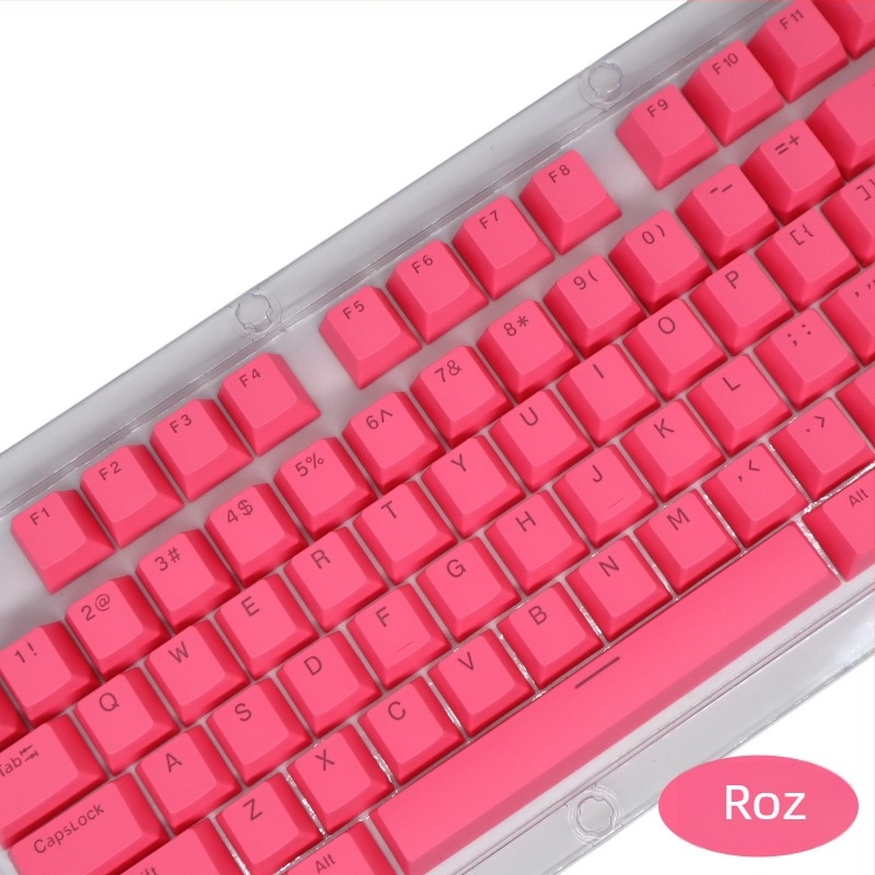 Set capace ABS pentru 104 taste, pentru tastatură mecanică, injecție bicoloră, caractere transparente, compatibilitate universală