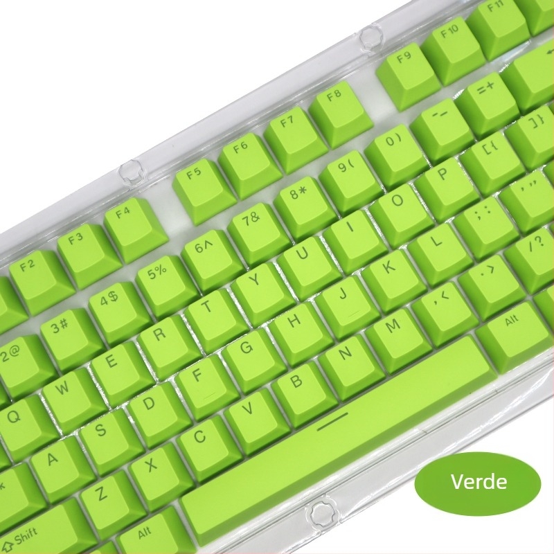 Set capace ABS pentru 104 taste, pentru tastatură mecanică, injecție bicoloră, caractere transparente, compatibilitate universală