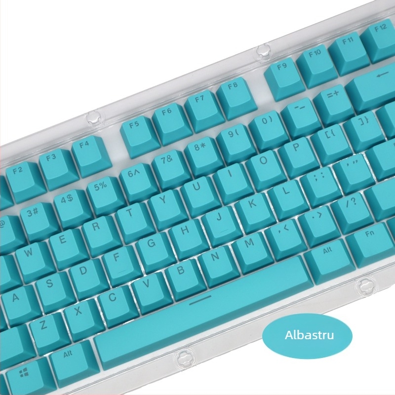 Set capace ABS pentru 104 taste, pentru tastatură mecanică, injecție bicoloră, caractere transparente, compatibilitate universală