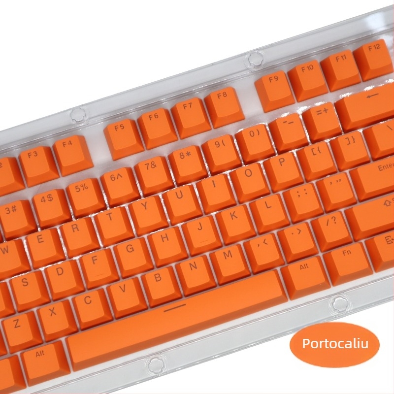 Set capace ABS pentru 104 taste, pentru tastatură mecanică, injecție bicoloră, caractere transparente, compatibilitate universală
