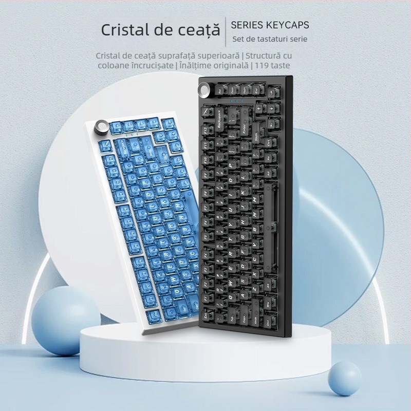 Readson Capace de taste PC transparente pentru tastatură mecanică cu imprimare UV, șlefuire frontală, transparență pe patru laturi, RGB