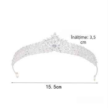 Tiara pentru păr – stil coreean, zirconiu imitatie, tratament diamant, potrivită pentru nuntă, personalizabilă