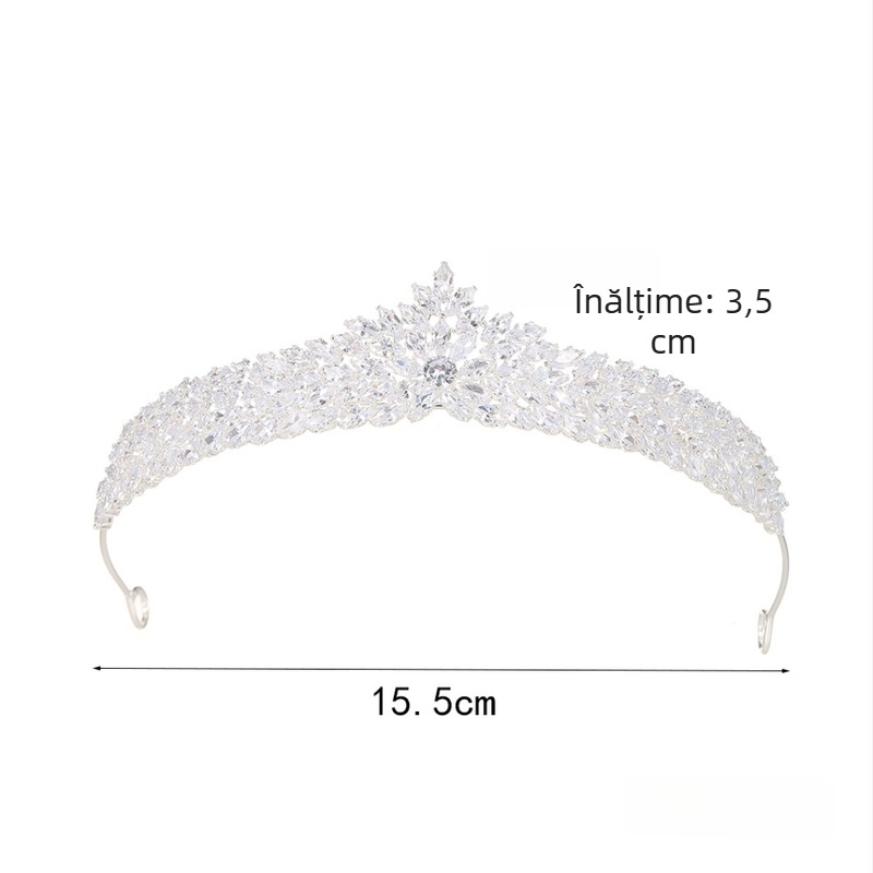 Tiara pentru păr – stil coreean, zirconiu imitatie, tratament diamant, potrivită pentru nuntă, personalizabilă