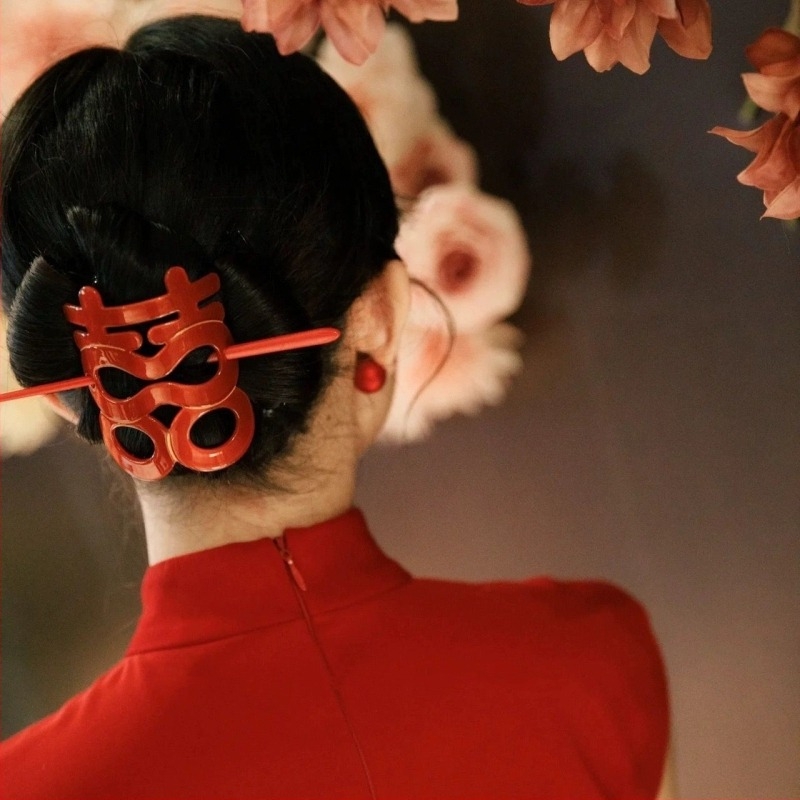 Clamă de păr acrilică, stil nou chinezesc, design geometric, personalizare disponibilă – accesorii pentru păr pentru nuntă
