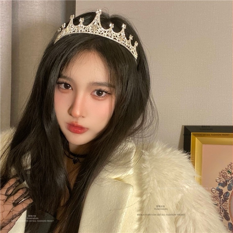 Coroană pentru copii din metal cu placare 18K, stil retro, electroplating, cristale albe