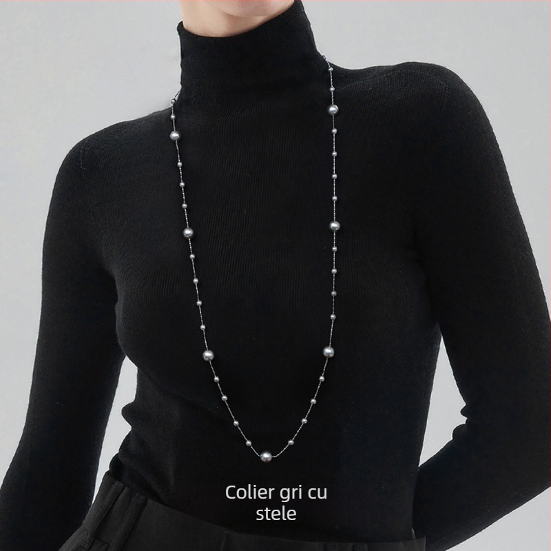 Colier cu piatră ochi de pisică, pandantiv cu perlă, lanț tip claviculă, lungime 21–50 cm, placare electrogalvanică
