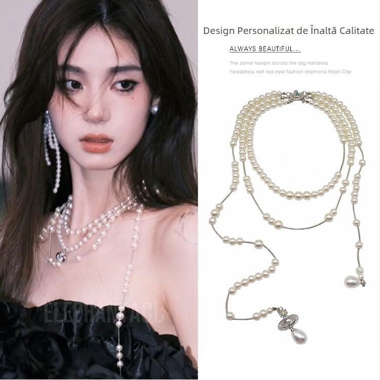 Colier vintage cu straturi țesute, cu cristale, lucrat manual, toamnă 2023