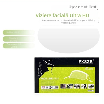 Protecție facială de unică folosință pentru tuns, din PET, 0.075 mm, protecție anti-spargere a părului, pachet 50 de bucăți, potrivit pentru saloane de coafură