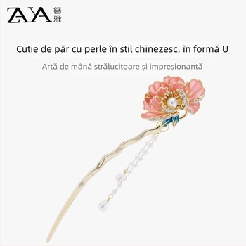 Ac de păr din aliaj, design original, cu ciucuri, placare electroplatină