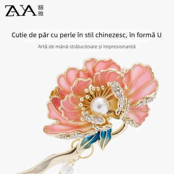 Ac de păr din aliaj, design original, cu ciucuri, placare electroplatină