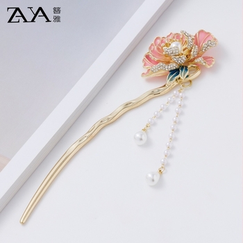 Ac de păr din aliaj, design original, cu ciucuri, placare electroplatină