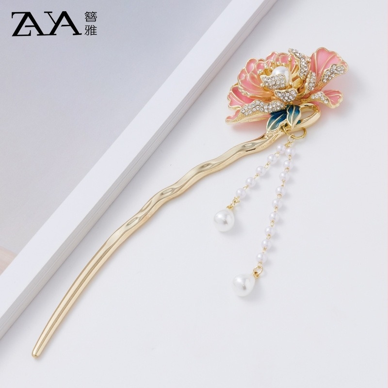 Ac de păr din aliaj, design original, cu ciucuri, placare electroplatină