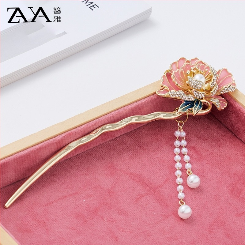 Ac de păr din aliaj, design original, cu ciucuri, placare electroplatină