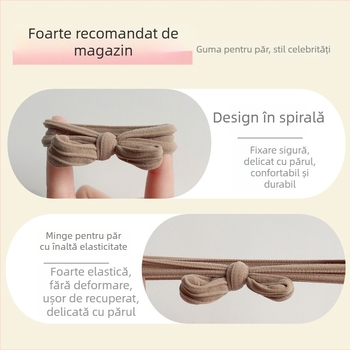 Elastic de păr cu funda în stil coreean pentru o coadă înaltă, țesut și durabil