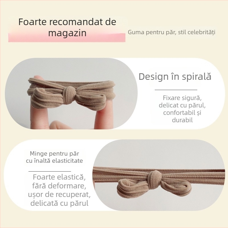 Elastic de păr cu funda în stil coreean pentru o coadă înaltă, țesut și durabil