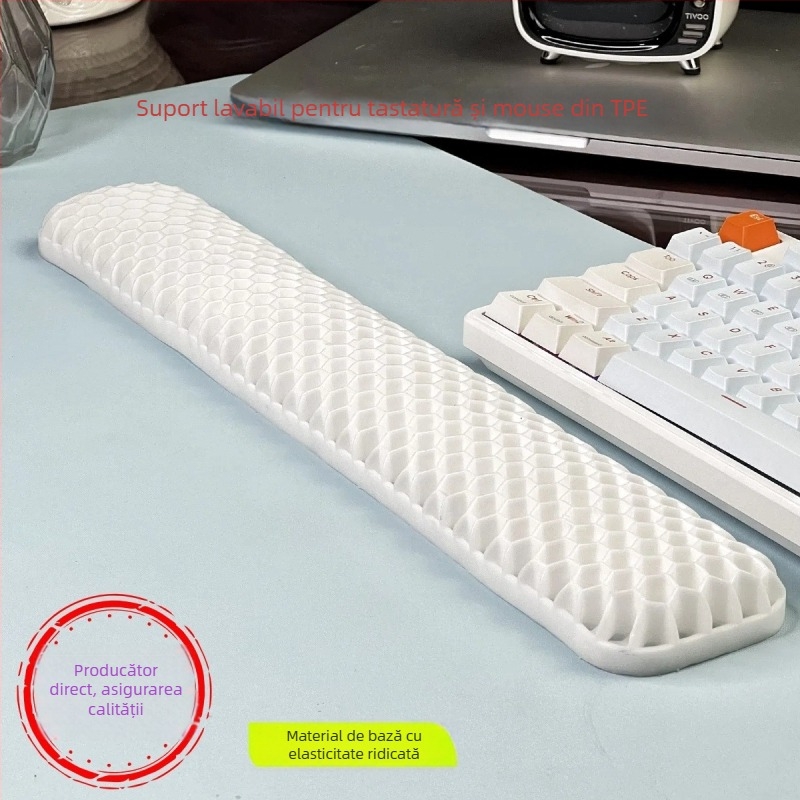 Suport pentru încheietura mâinii la tastatură și mouse – din TPE, design dublu cu cavitate, pentru birou, rezistent la apă, antiderapant, uzură, ușor de curățat