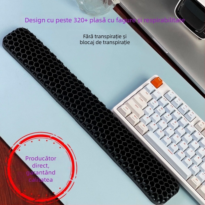 Suport pentru încheietura mâinii la tastatură și mouse – din TPE, design dublu cu cavitate, pentru birou, rezistent la apă, antiderapant, uzură, ușor de curățat