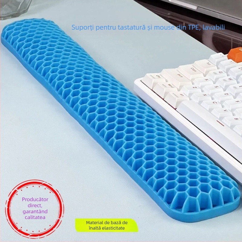 Suport pentru încheietura mâinii la tastatură și mouse – din TPE, design dublu cu cavitate, pentru birou, rezistent la apă, antiderapant, uzură, ușor de curățat