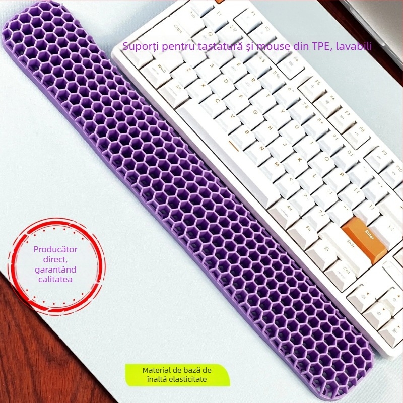 Suport pentru încheietura mâinii la tastatură și mouse – din TPE, design dublu cu cavitate, pentru birou, rezistent la apă, antiderapant, uzură, ușor de curățat
