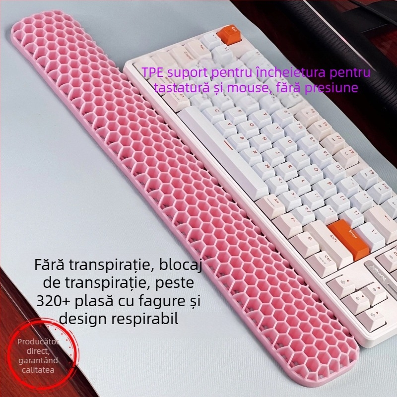 Suport pentru încheietura mâinii la tastatură și mouse – din TPE, design dublu cu cavitate, pentru birou, rezistent la apă, antiderapant, uzură, ușor de curățat