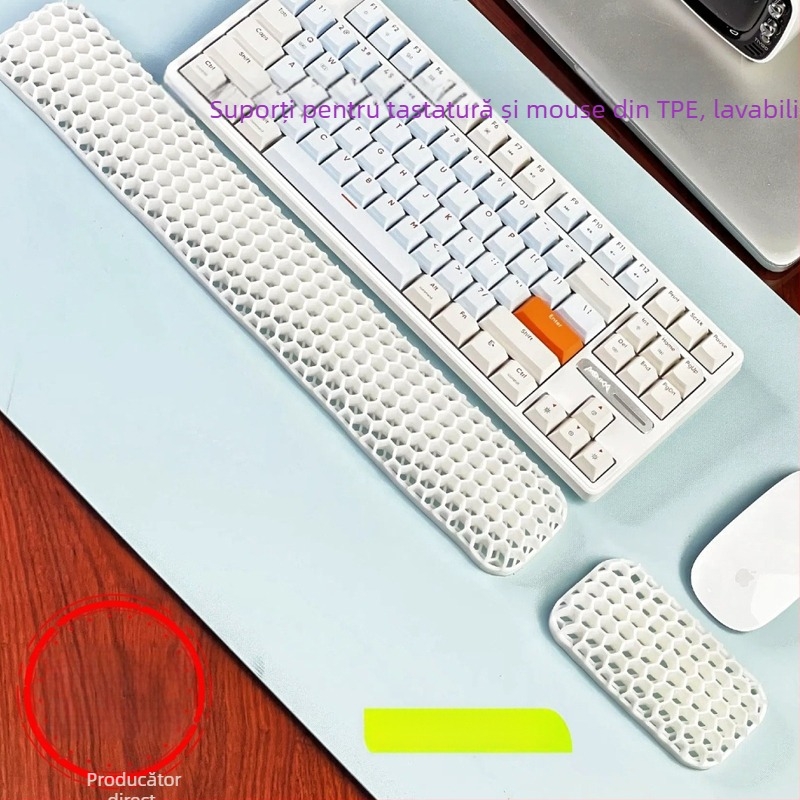 Suport pentru încheietura mâinii la tastatură și mouse – din TPE, design dublu cu cavitate, pentru birou, rezistent la apă, antiderapant, uzură, ușor de curățat