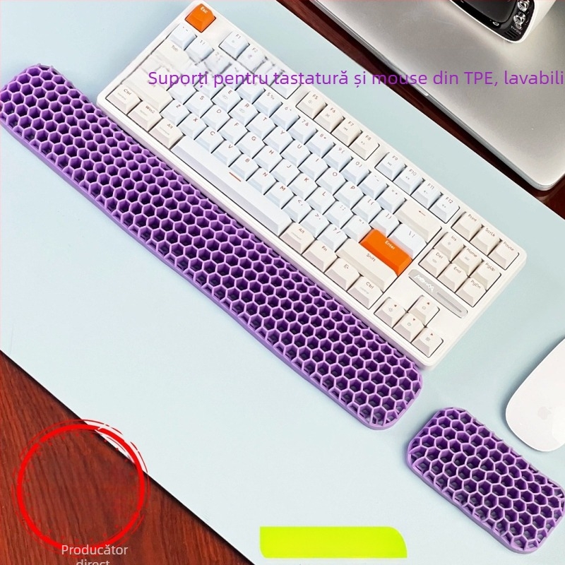 Suport pentru încheietura mâinii la tastatură și mouse – din TPE, design dublu cu cavitate, pentru birou, rezistent la apă, antiderapant, uzură, ușor de curățat