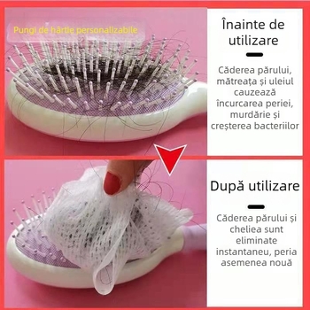 Curățător pentru pieptene cu pernă de aer – plasă de curățare din material nețesut, hârtie de protecție pentru păr, delicat, nu deteriorează părul