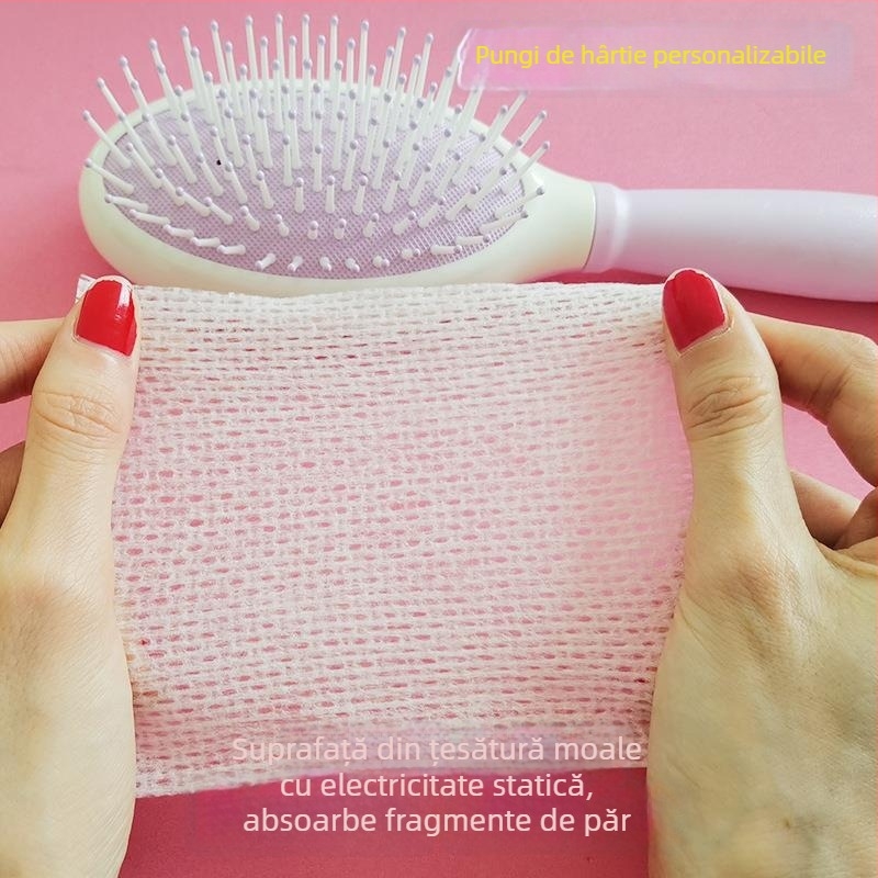 Curățător pentru pieptene cu pernă de aer – plasă de curățare din material nețesut, hârtie de protecție pentru păr, delicat, nu deteriorează părul